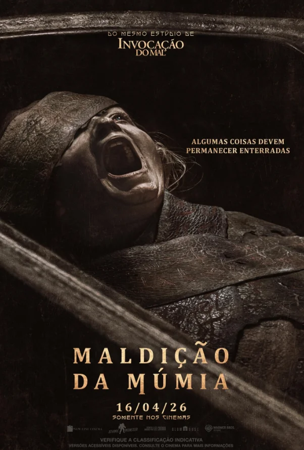 Múmia grita dentro de sarcófago em pôster oficial de Maldição da Múmia